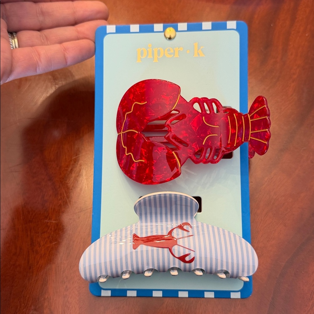 Piper K Red Lobster Hair Clip Duo